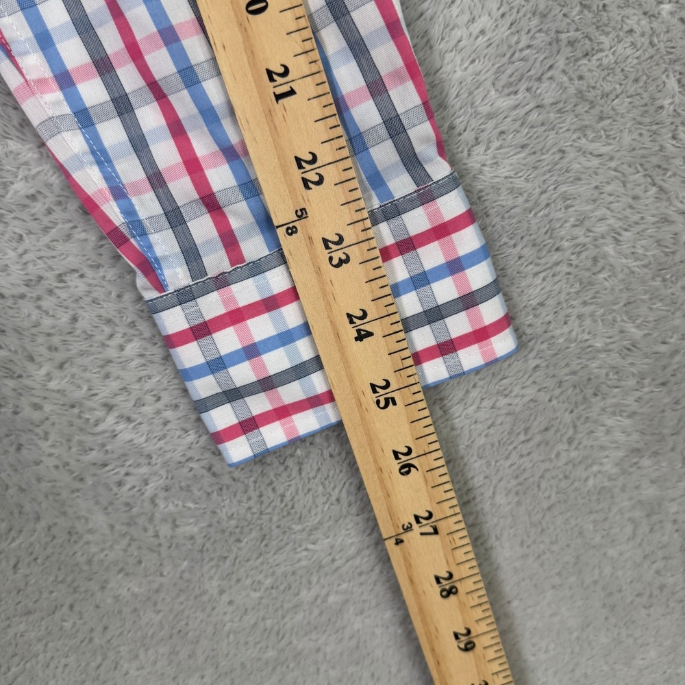 Johnnie O Prep-formance Plaid Button Down Shirt Mens Medium Red Blue Green EUC - Picture 6 of 8
